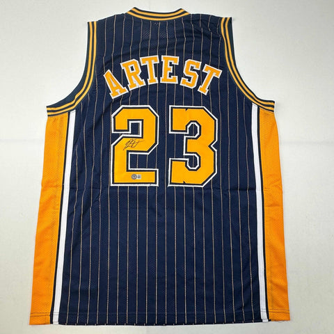 Autographed/Signed Ron Artest Indiana Pinstripe #23 Jersey Beckett BAS COA