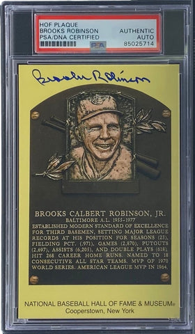 Brooks Robinson Signed 4x6 Baltimore Orioles HOF Plaque Card PSA/DNA 85025714