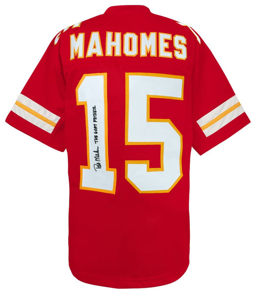 Pat (Patrick) Mahomes Sr. Signed Red Custom Football Jersey w/Goatfather -SS COA