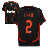 Cafu Signed AC Milan Black Away Soccer Jersey #2 with Beckett COA