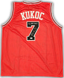 CHICAGO BULLS TONI KUKOC AUTOGRAPHED RED JERSEY "3X NBA CHAMP" JSA STOCK #215747
