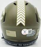 DJ MOORE AUTOGRAPHED BEARS GREEN SALUTE TO SERVICE MINI HELMET BECKETT 232859