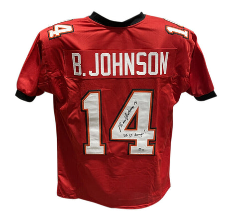 Brad Johnson Autographed/Signed Pro Style Jersey Red SB Champs Beckett 40423