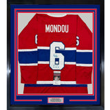 Framed Signed Pierre Mondou 3 Cups 77-78-79 35x39 Red Jersey JSA COA