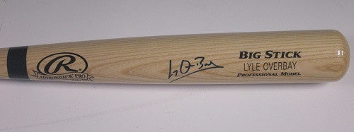 Brewers LYLE OVERBAY Signed ENGRAVED Blonde Big Stick Bat - AUTO - Diamondbacks