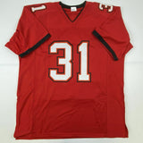 Autographed/Signed ANTIONE WINFIELD JR Tampa Bay Red Football Jersey PSA/DNA COA