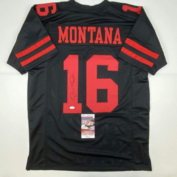 Autographed/Signed Joe Montana San Francisco Black Football Jersey JSA COA
