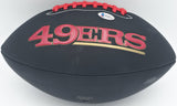Joe Montana Autographed 49ers Black Logo Football Beckett Witness #WA82172