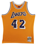 Lakers James Worthy "HOF 2003" Signed Yellow M&N HWC Swingman Jersey BAS Wit