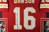Len Dawson Autographed/Signed Pro Style Framed Red XL Jersey Beckett 40130