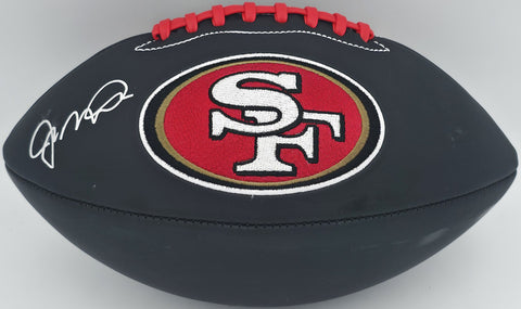 Joe Montana Autographed 49ers Black Logo Football Beckett Witness #WA82205
