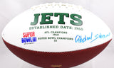 Sack Exchange Autographed New York Jets Logo Football - JSA W *Blue *Back