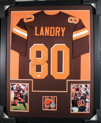 JARVIS LANDRY (Browns brown TOWER) Signed Autographed Framed Jersey JSA