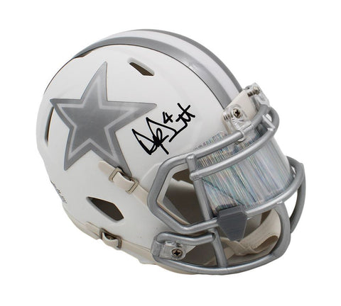 Dak Prescott Autographed Dallas Cowboys Ice Mini Helmet - JSA Authentics