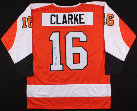 Bobby Clarke Signed Flyers Captain's Jersey Inscribed "74 75 S.C.C." (JSA COA)