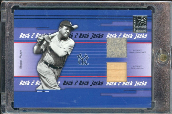 2005 Donruss Elite Back 2 Back Jacks Babe Ruth Game Worn Pants & Used Bat 01/25