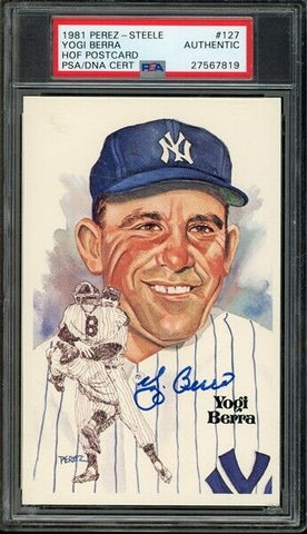Yogi Berra Signed New York Yankees Perez Steele Lmt. Ed. Postcard PSA Encapsuled