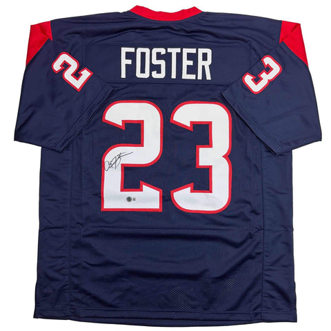 Autographed/Signed Arian Foster Houston Blue Football Jersey Beckett BAS COA