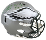 Eagles Miles Sanders "Fly Eagles Fly" Signed Flash F/S Speed Rep Helmet BAS Wit