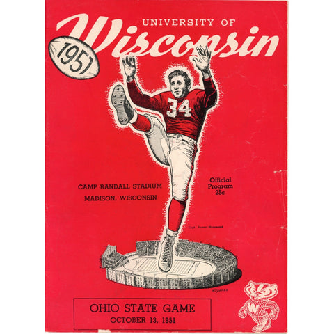 Wisconsin Badgers vs Ohio State Buckeyes 10/13/1951 Gameday Magazine 59329