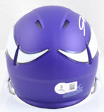 Jordan Addison Autographed Vikings Speed Mini Helmet- Beckett W Hologram *White