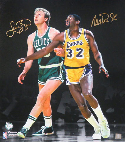 Larry Bird & Magic Johnson Signed Celtics / Lakers Spotlight 16x20 Photo -SS COA
