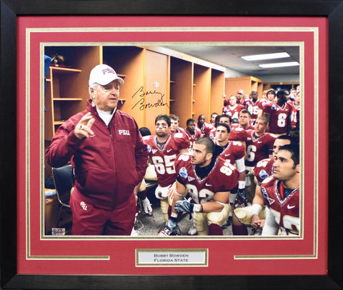 BOBBY BOWDEN AUTOGRAPHED FLORIDA STATE SEMINOLES 16x20 FRAMED PHOTO COA