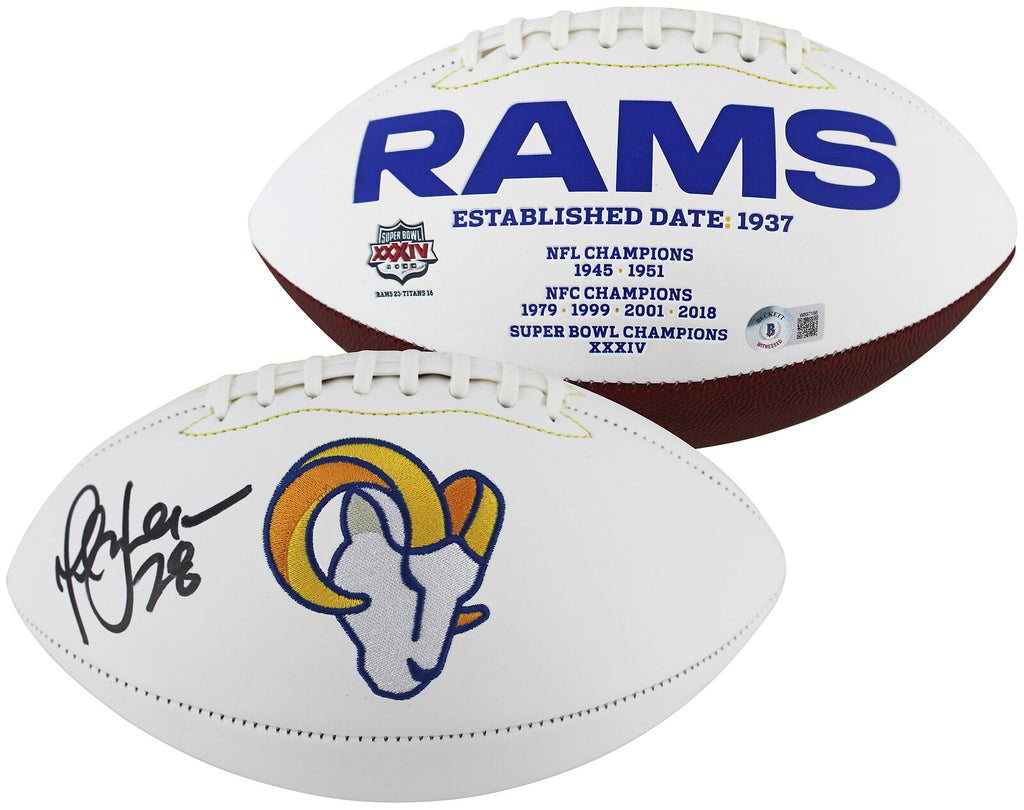 Rams Marshall Faulk Signed Wilson White Panel Logo Football W/ Case BA ...