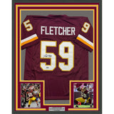 Framed Signed London Fletcher 35x39 Washington Maroon Jersey Beckett COA