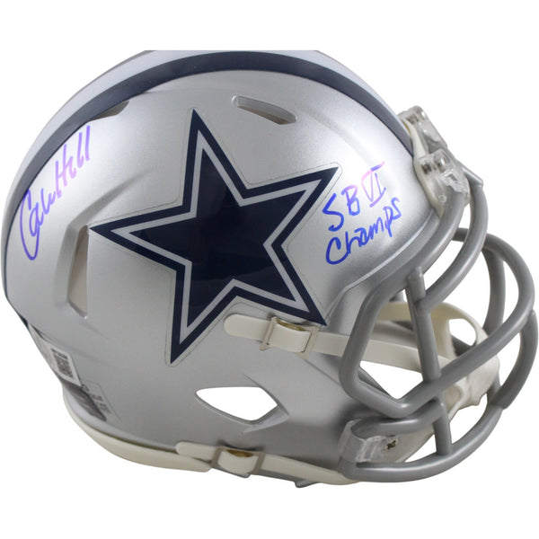 Calvin Hill Autographed Dallas Cowboys Mini Helmet SB VI Champs Beckett 54278