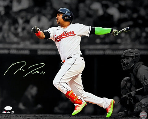 Jose Ramirez Cleveland Guardians Signed Neon Green Ink Spotlight 16x20 JSA