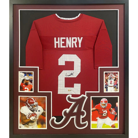Derrick Henry Autographed Signed Framed Alabama 4PWN Jersey BECKETT