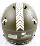 Hendon Hooker Autographed Lions F/S Salute to Service Speed Helmet - Beckett W