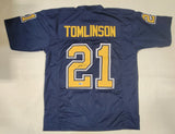 LADAINIAN TOMLINSON SIGNED AUTOGRAPHED PRO STYLE XL CUSTOM JERSEY BECKETT QR