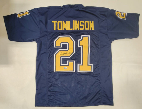 LADAINIAN TOMLINSON SIGNED AUTOGRAPHED PRO STYLE XL CUSTOM JERSEY BECKETT QR