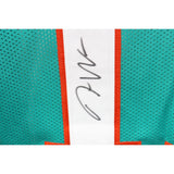 Jaylen Waddle Autographed/Signed Pro Style Teal Jersey Beckett 43443