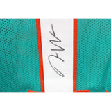 Jaylen Waddle Autographed/Signed Pro Style Teal Jersey Beckett 43443