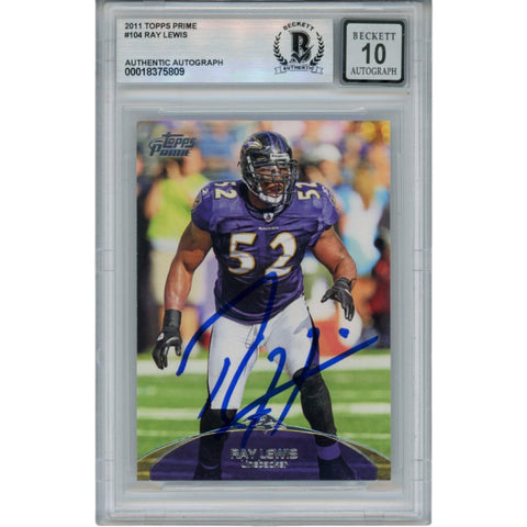 Ray Lewis Autographed 2011 Topps Price #104 Trading Card Beckett 52971