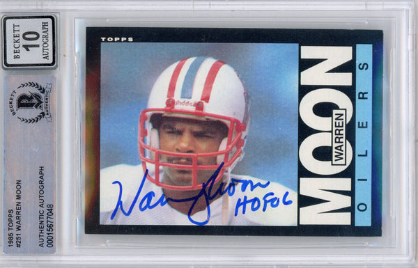 Warren Moon Autographed 1985 Topps #251 (Grade 10) Slabbed BAS 39892