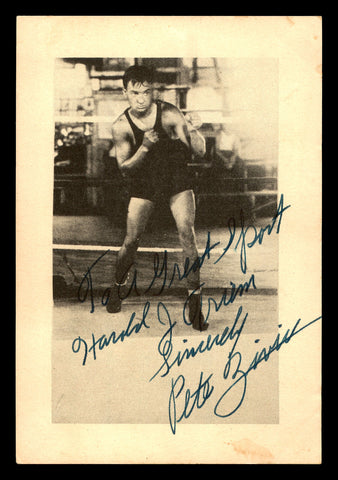 Pete Zivic Autographed Signed 3.5x5.5 Photo Boxing Champ "To Harold" 179771