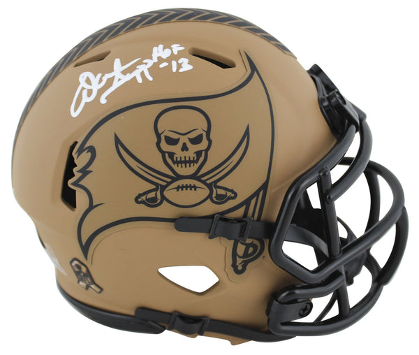 Bucs Warren Sapp "HOF 13" Signed Salute To Service II Speed Mini Helmet BAS Wit
