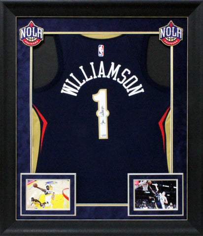 Pelicans Zion Williamson Signed Navy Blue Nike Swingman Framed Jersey Fanatics