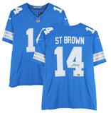 Amon-Ra St. Brown Autographed Lions Blue Nike F.U.S.E. Limited Jersey Fanatics