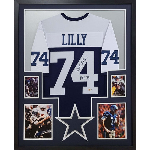 Bob Lilly Autographed Signed Framed Thanksgiving Dallas Cowboys Jersey BECKETT
