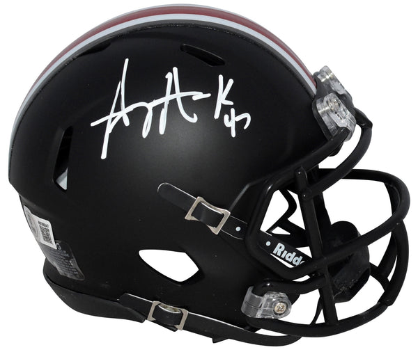 AJ HAWK AUTOGRAPHED OHIO STATE BUCKEYES BLACK SPEED MINI HELMET BECKETT