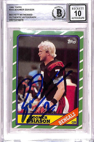 Boomer Esiason Signed 1986 Topps #255 Trading Card Grade 10 Auto BAS 42593