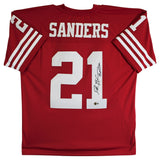 49ers Deion Sanders "Primetime" Authentic Signed Red M&N TB Jersey BAS Witnessed