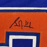 FRAMED Autographed/Signed GRANT FUHR 35x39 Edmonton Blue Jersey Beckett COA