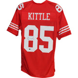 George Kittle Autographed/Signed Pro Style XL Red Jersey Beckett Witness 49873