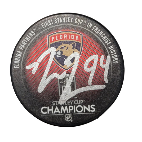 Ryan Lomberg Signed Florida Panthers 2024 Stanley Cup Champions Puck Beckett
